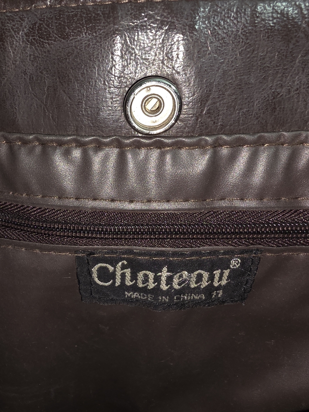 Vintage Chateau Brown Leather Minimalist Shoulder Tote Bag